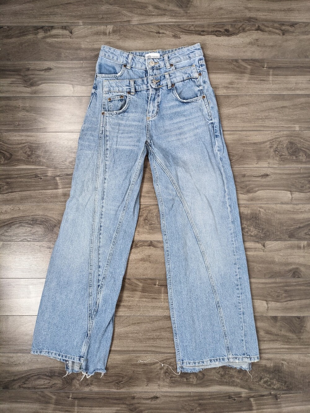 Zara Women's Jeans Size 2 Wide Leg Double Waistband Slouchy Relaxed